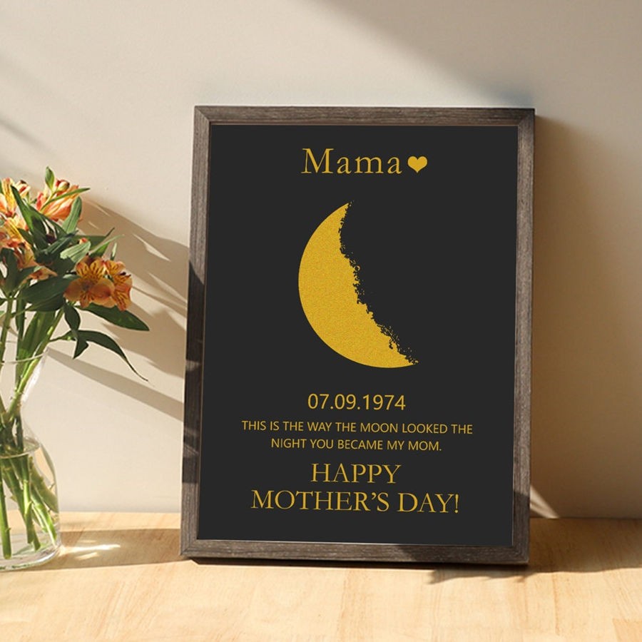 Personalized Moon Phase Frame Wall Art Home Decor For Mother's Day Gift