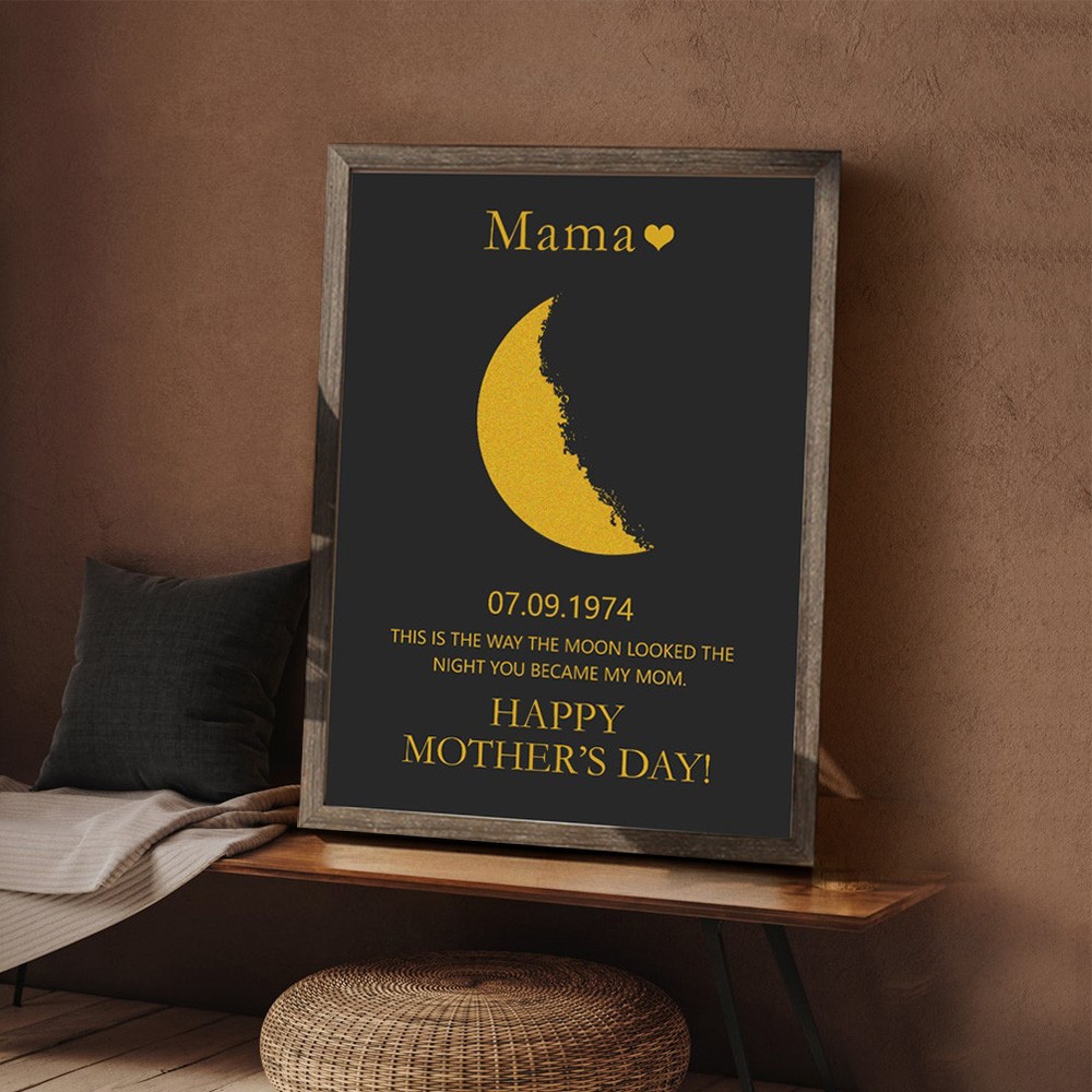 Personalized Moon Phase Frame Wall Art Home Decor For Mother's Day Gift