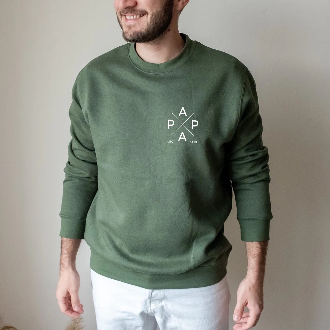 Custom PAPA Sweatshirt With Kid Name For Father's Day Gift