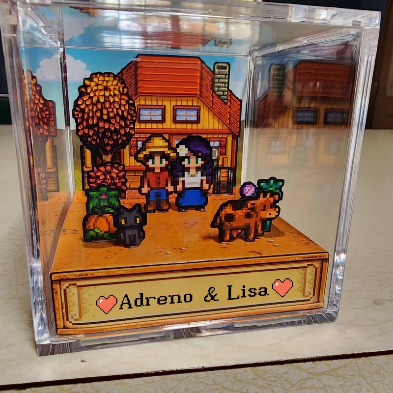 Personalized 3D Cube Shadowbox Valentine's Day Anniversary Gift For Couple