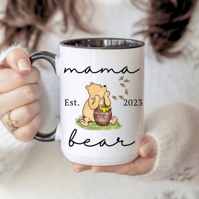 Personalized Mama Bear Mug With Kids Name For Mother's Day Gift