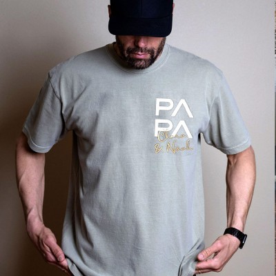 Custom PAPA Sweatshirt With Kid Name For Father's Day Gift