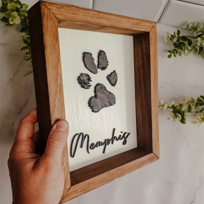 Personalized Pet Paw Nose Print Art Memorial Wood Sign 