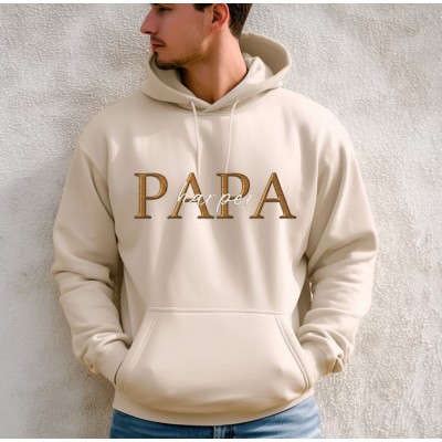 Custom Embroidered PAPA Sweatshirt With Kid Name For Father's Day Gift