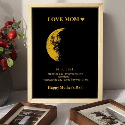 Personalized Moon Phase Frame Wall Art Home Decor For Mother's Day Gift