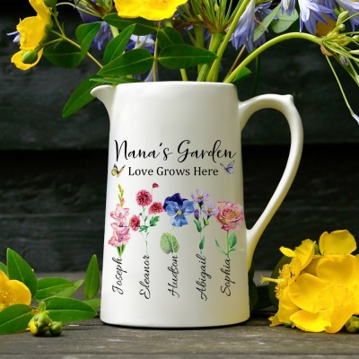 Personalized Grandma's Garden Vase Birth Flower Vase For Mother's Day Gift Ideas