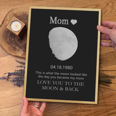 Personalized Moon Phase Frame Wall Art Home Decor For Mother's Day Gift