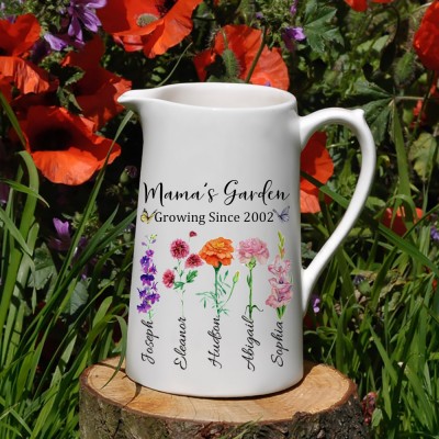 Personalized Mama's Garden Vase Birth Flower Vase For Mother's Day Gift Ideas