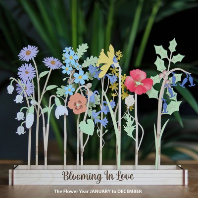 Personalized Grandma's Garden Birth Flower Wood Sign For Mother's Day Gift