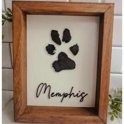 Personalized Pet Paw Nose Print Art Memorial Wood Sign 